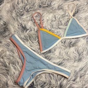 Tavik Jett Designer Colorblock pastel lt blue triangle bikini set